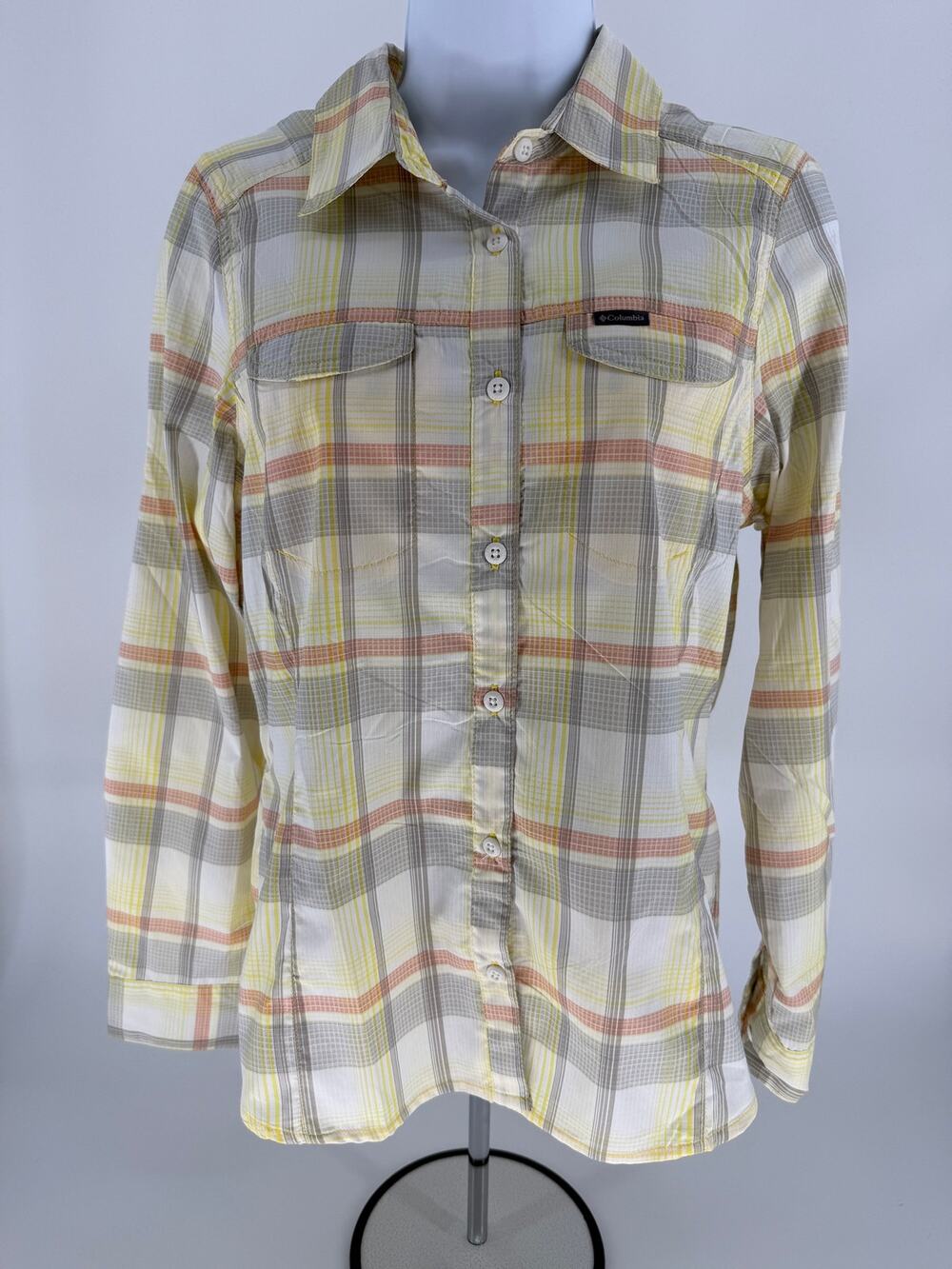 Columbia Silver Ridge Womens S Plaid Omni Shade UPF Hiking Shirt Long Sleeve